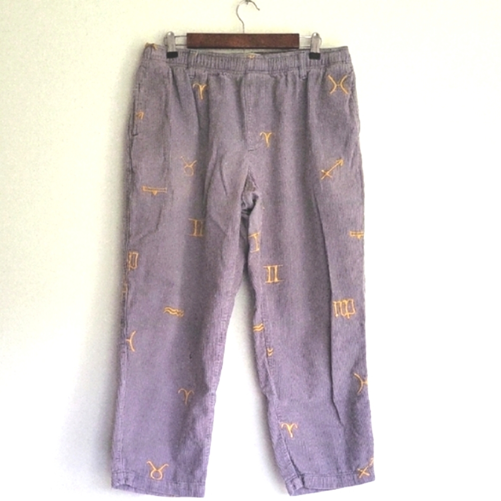 Urban Outfitters Zodiac Corduroy Pants Lavender Gold Astrology Unisex Size L